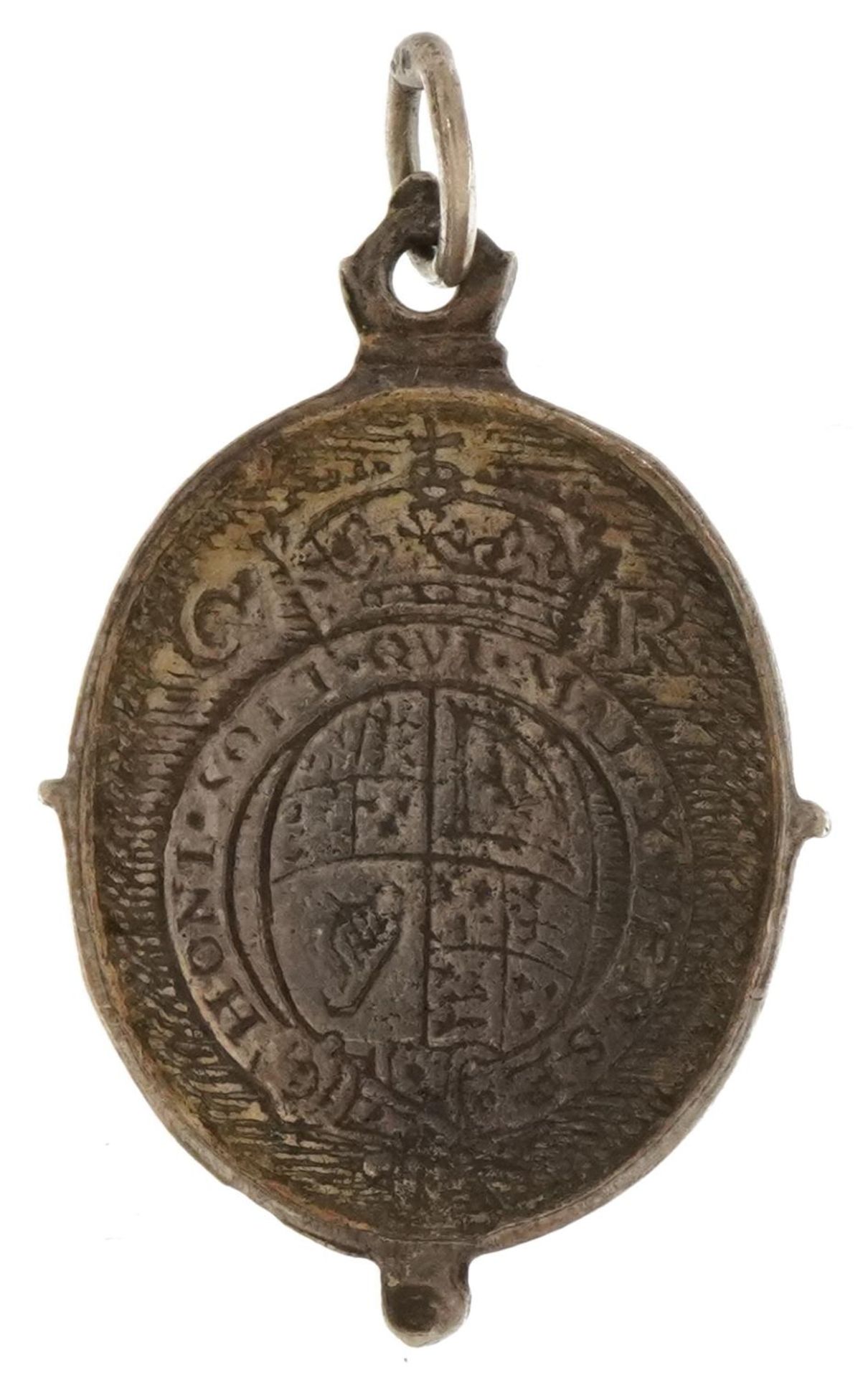 Charles II unmarked silver Royalist badge, 3cm high : For further information on this lot please - Image 2 of 2