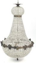 Large ornate chandelier with bronzed metal mounts, 90cm high : For further information on this lot
