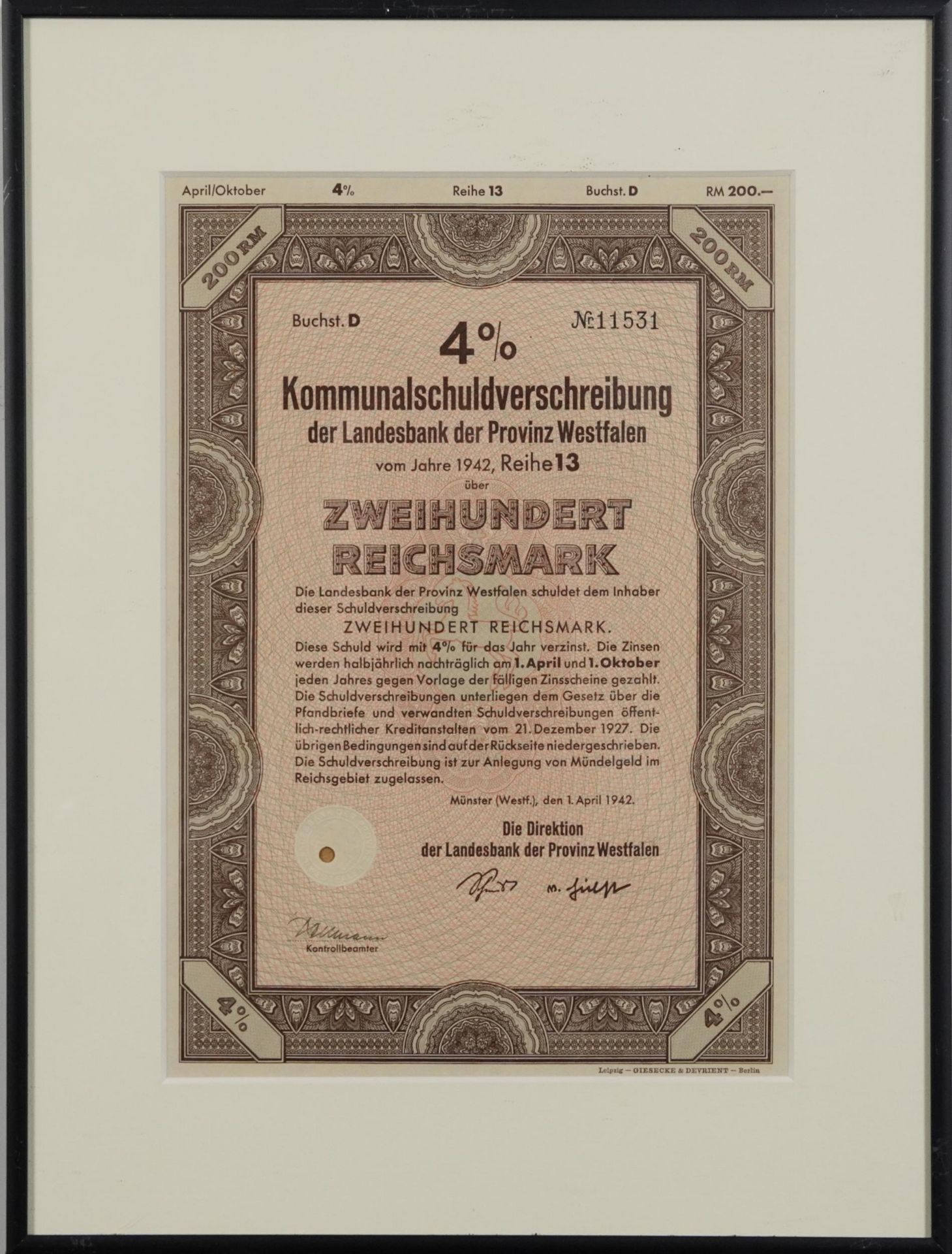 Three 1940s German share certificates, each mounted, framed and glazed, each approximately 29cm x - Bild 8 aus 15