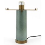 Corep, modernist table lamp with green on bronzed base, 34.5cm high : For further information on