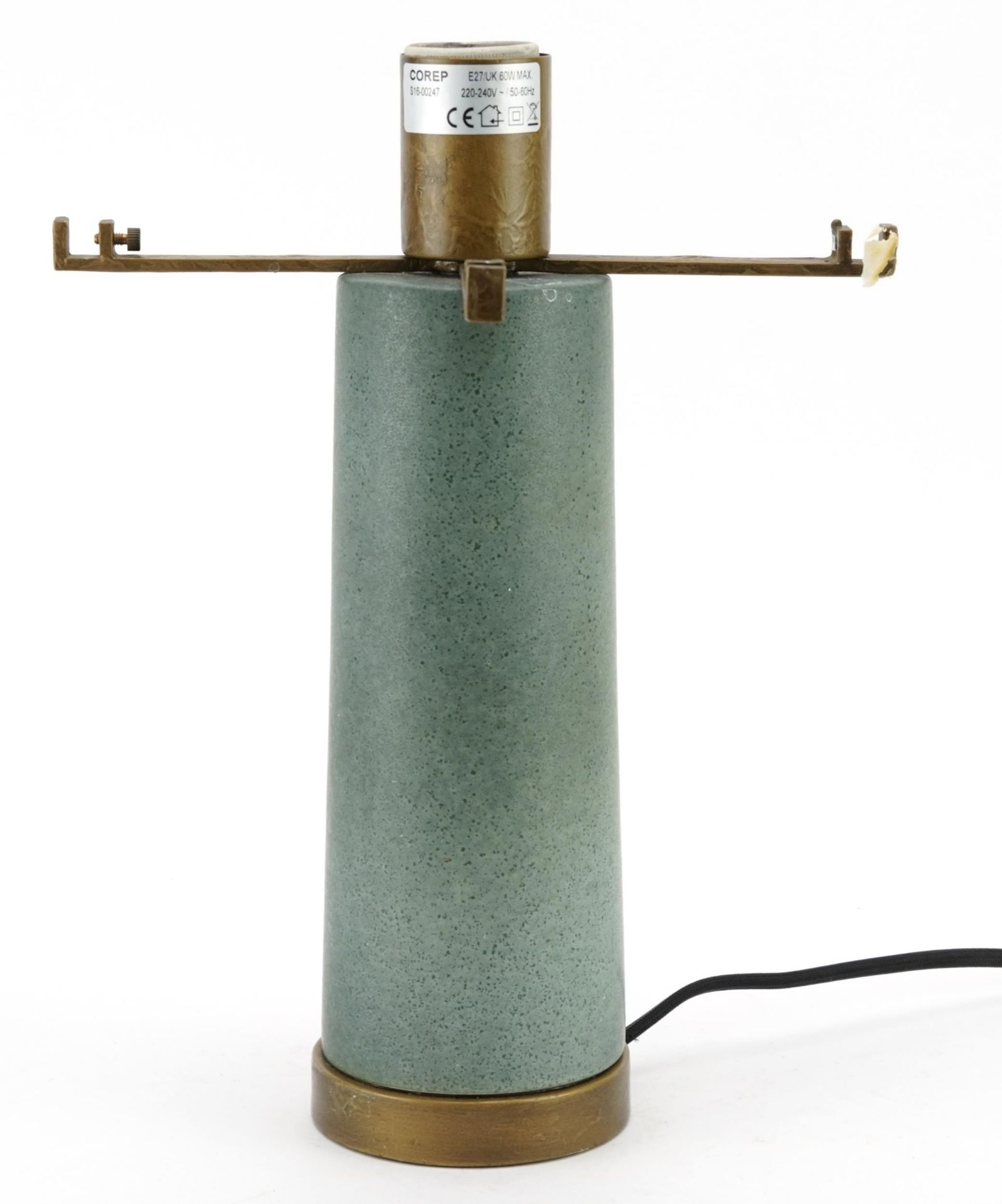 Corep, modernist table lamp with green on bronzed base, 34.5cm high : For further information on