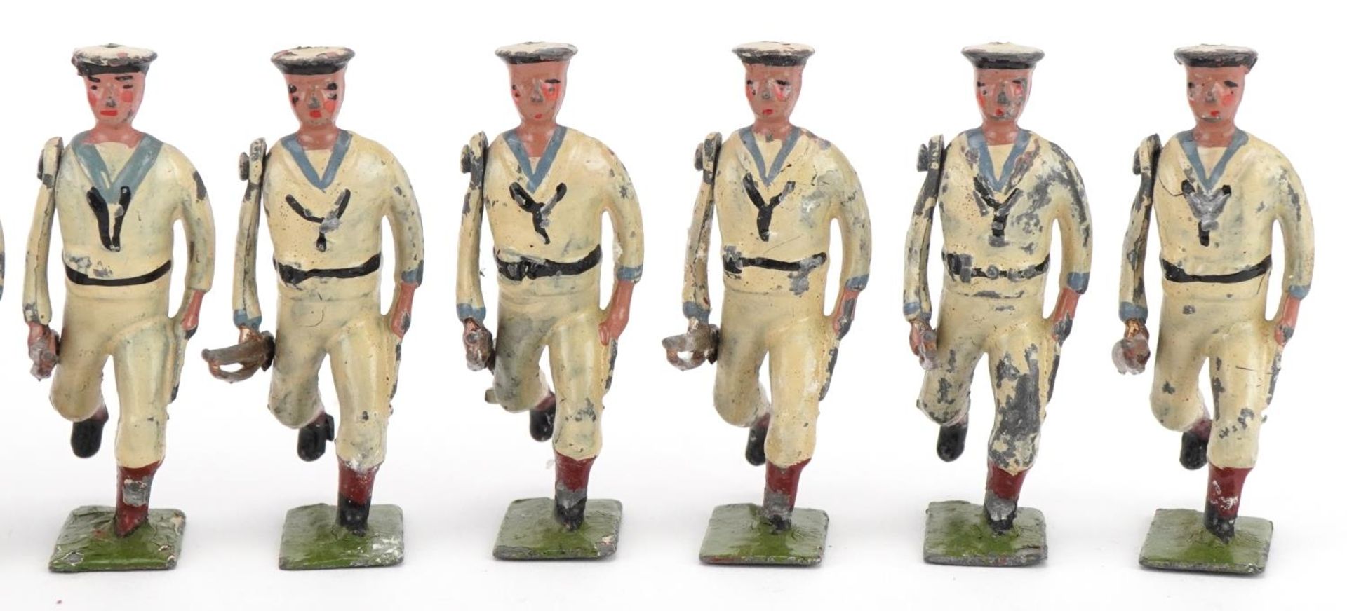 Ten Britains hand painted lead The US Navy White Jacket soldiers with articulated arms, with paper - Image 4 of 7