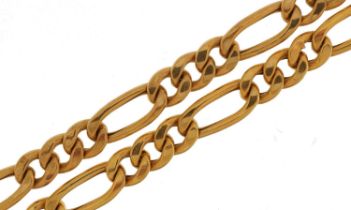 9ct gold Figaro link necklace, 50cm in length, 16.0g : For further information on this lot please