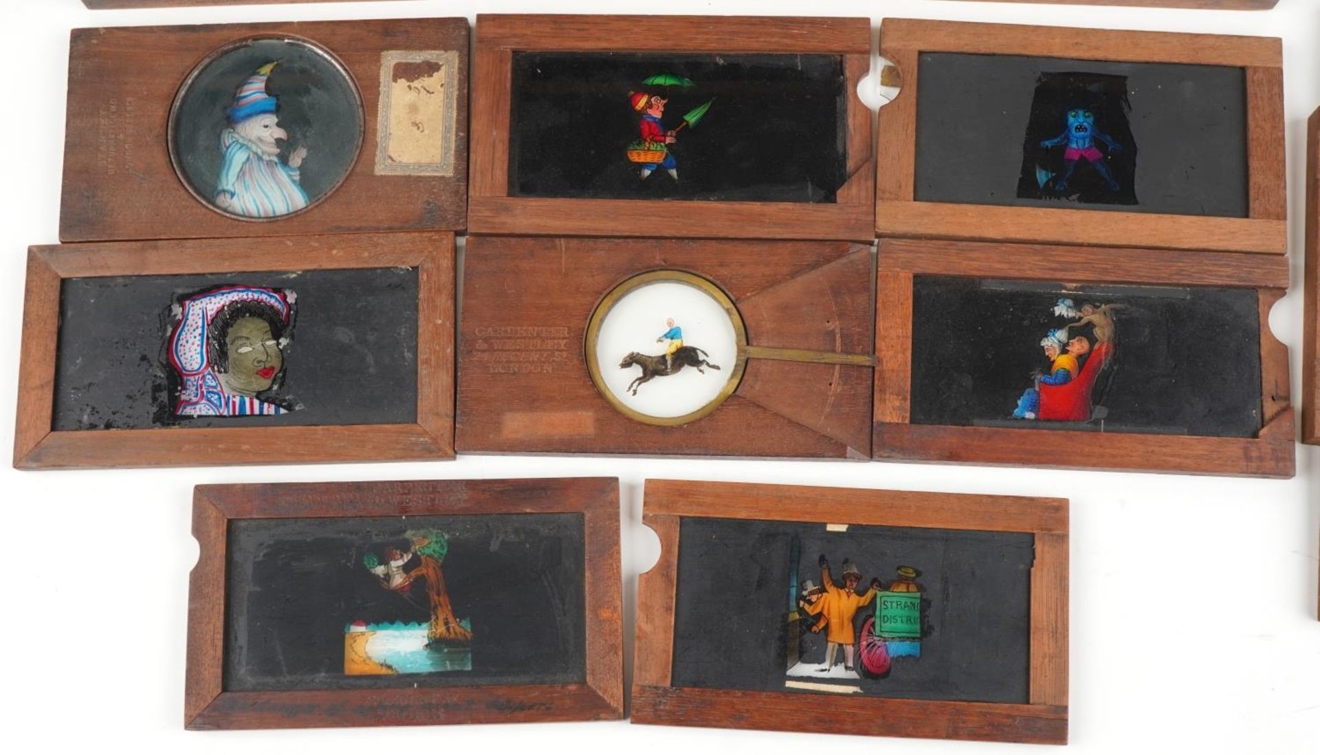 Victorian magic lantern glass slides, some moving, including examples by Stanley GI Turnstile Wo - Bild 3 aus 6