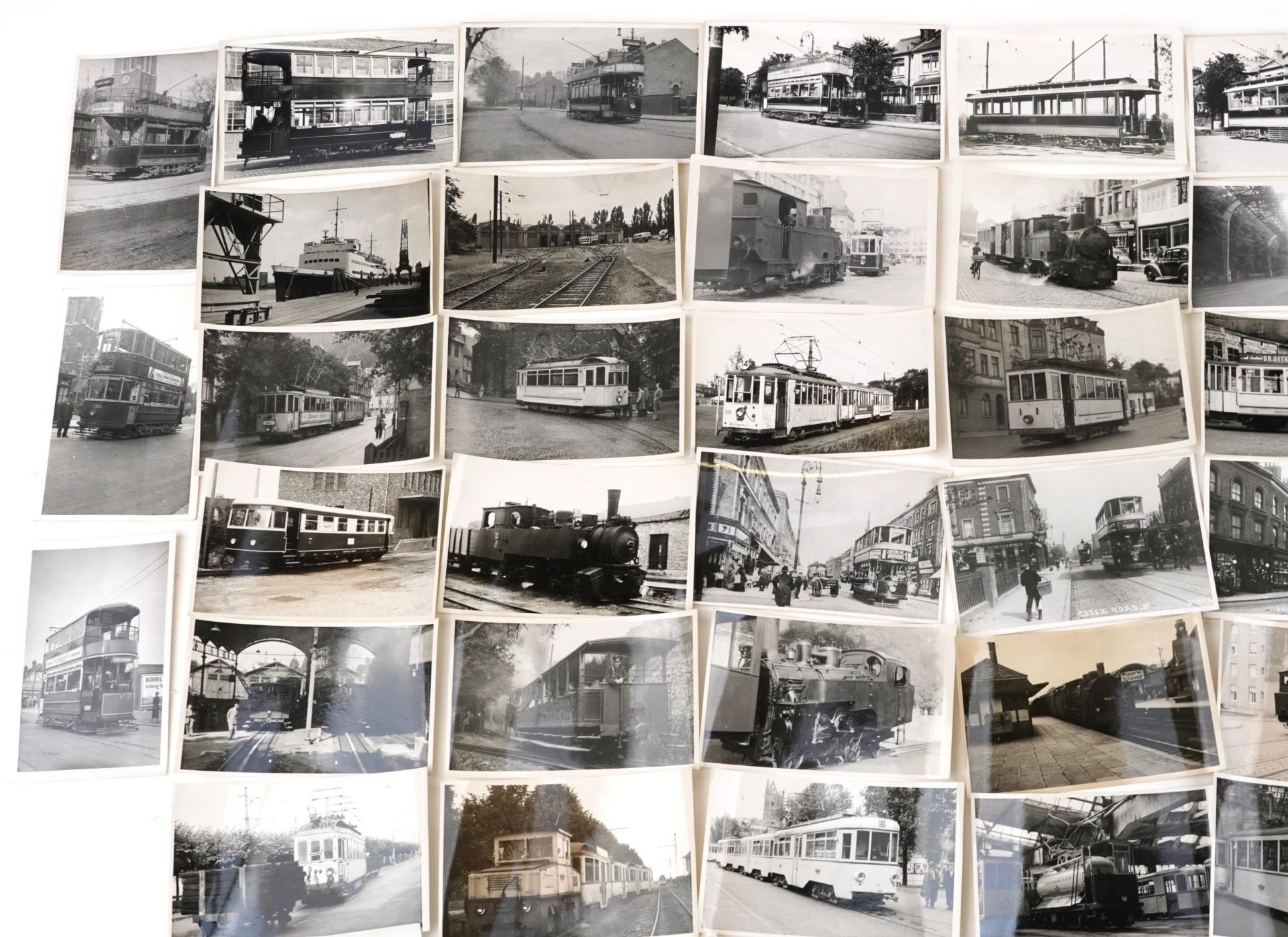 Collection of Mid 20th century tram, railway and shipping interest photographs and postcards - Image 2 of 9