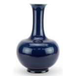 Large Chinese porcelain vase having a blue glaze, six figure character marks to the base, 36.5cm