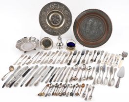 19th century and later metalware including aesthetic flatware by John Dixon & Sons and Middle