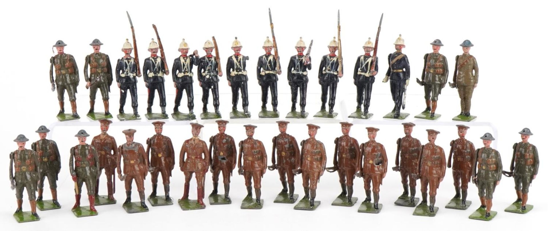 Britains hand painted lead Infantry soldiers including Territorial Army, with paper label : For - Image 2 of 8