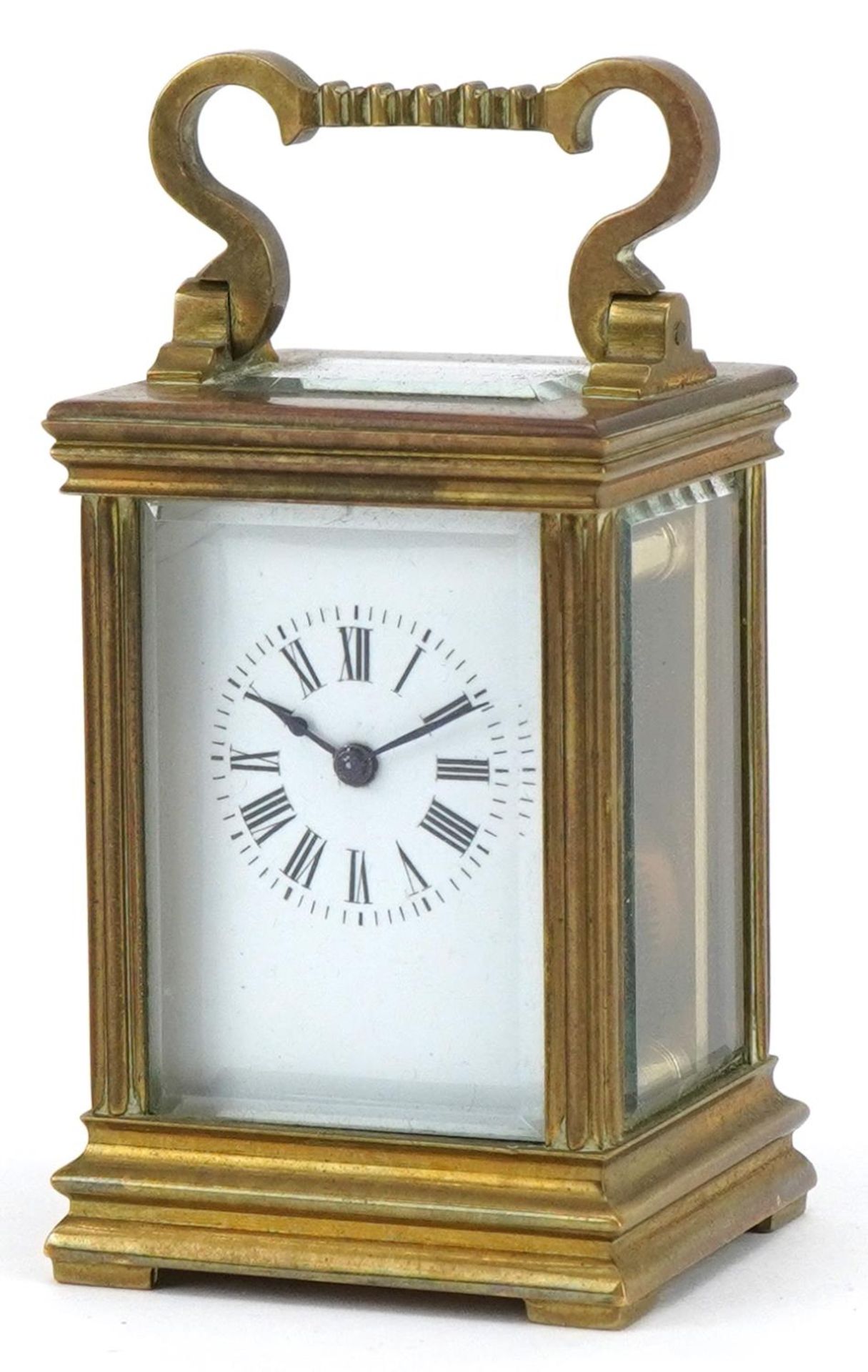 Miniature brass cased carriage clock with case, the circular dial having Roman numerals, the - Bild 2 aus 7