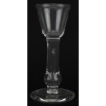 18th century wine glass with enclosed teardrop stem on folded foot, 15.5cm high : For further