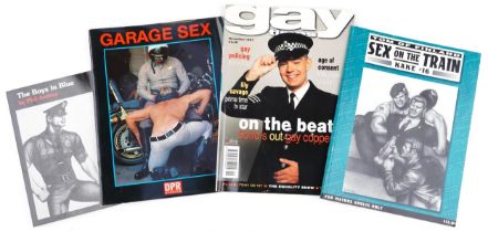 Four erotic magazines including Tom of Finland, Sex on the Train and The Boys in blue by Phil Andros