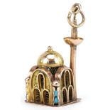Islamic 14ct gold and turquoise mosque charm, 2.3cm high, 2.8g : For further information on this lot