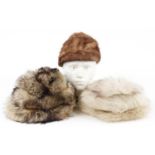 Three vintage ladies fur hats including a Gottesman New York : For further information on this lot