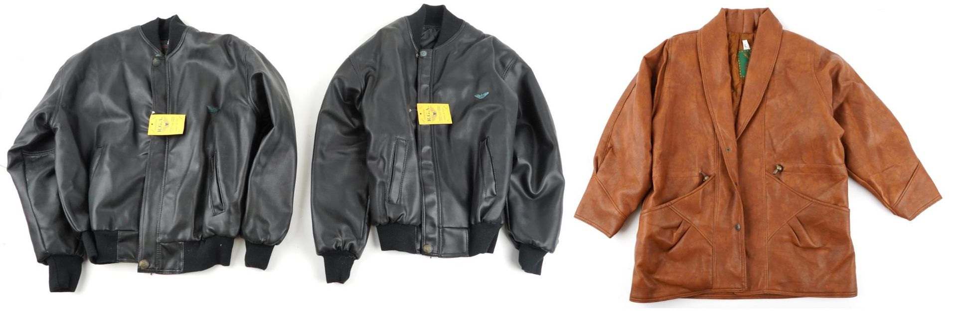Three as new Italian style RGA leather jackets : For further information on this lot please visit