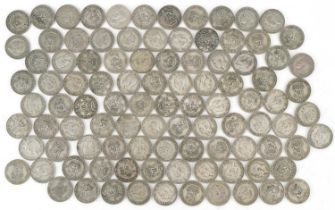 Collection of British pre decimal, pre 1947 shillings, 555g : For further information on this lot