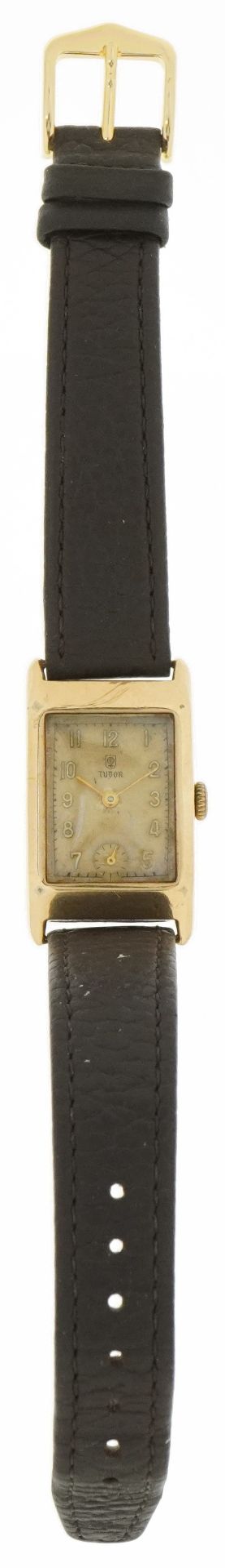 Tudor, gentlemen's 9ct gold wristwatch with subsidiary dial, the case 22mm wide, total weight 22. - Bild 2 aus 6
