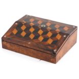 Victorian rosewood Tunbridge Ware tumbling block design writing slope with fitted interior and