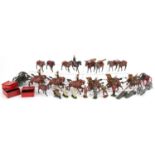 Britains hand painted lead soldiers including horse drawn carts, spotting chair and observer : For