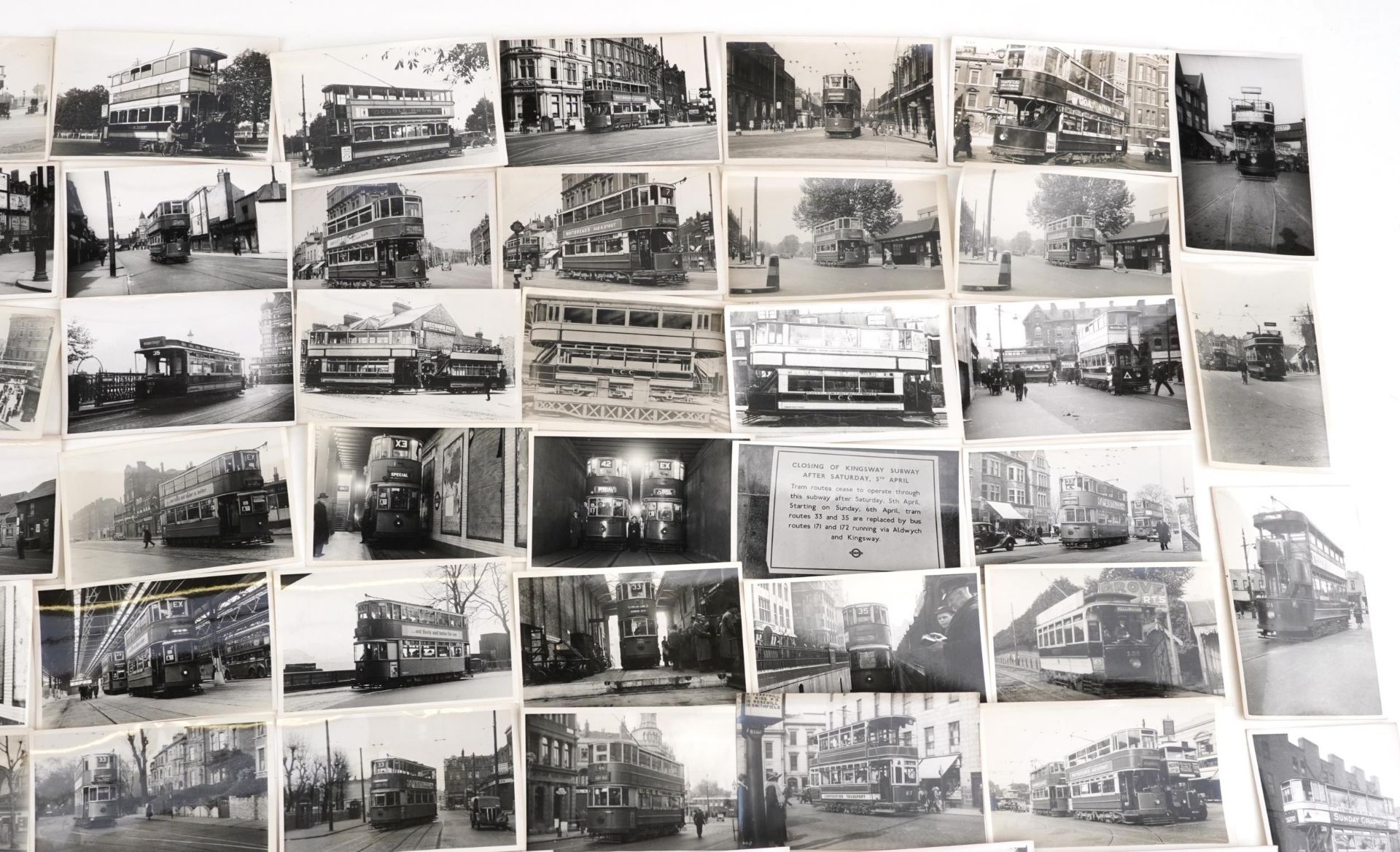 Collection of Mid 20th century tram black and white photographs, predominantly of London, each - Image 4 of 12