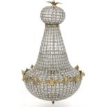 Large ornate chandelier with gilt metal mounts, 95cm high : For further information on this lot