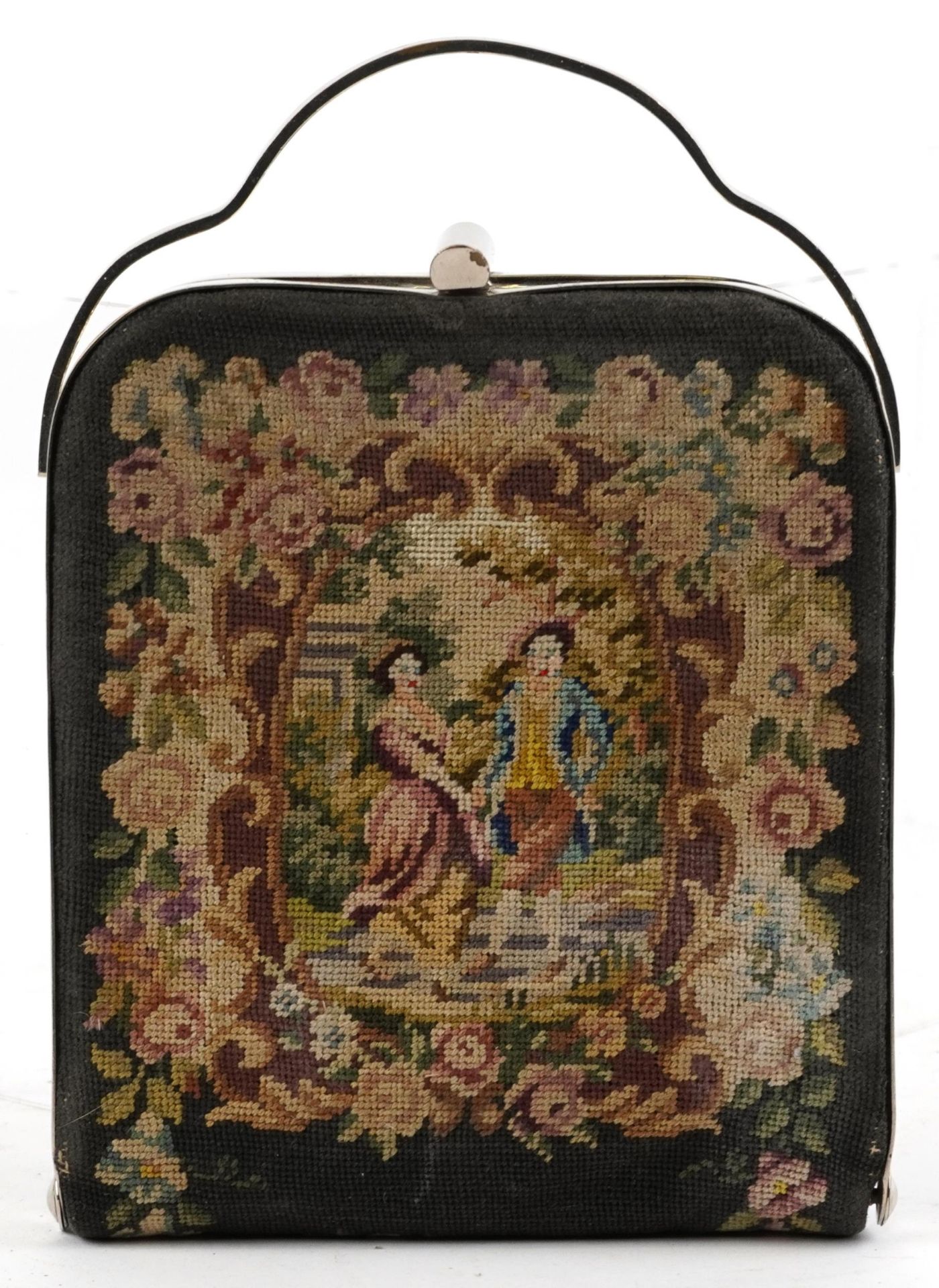 Early 20th century needlework lady's travelling vanity case with mirrored and fitted interior - Bild 2 aus 4