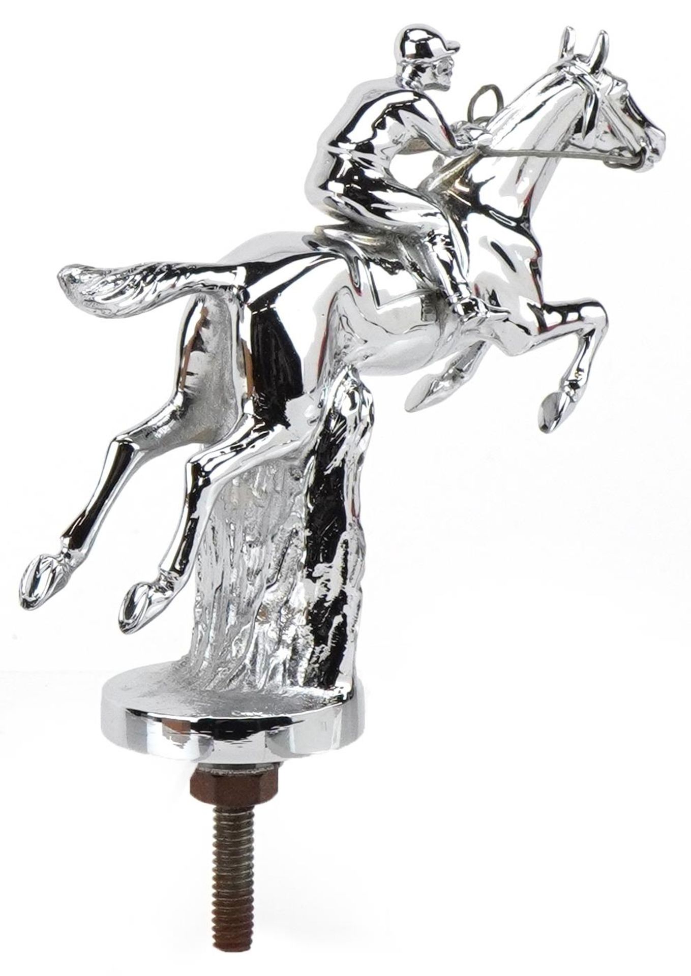 Early 20th century automobilia interest chrome plated car mascot in the form of a jockey on - Image 2 of 4
