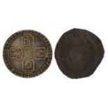 Irish James I hammered silver sixpence and a George II 1758 silver shilling : For further