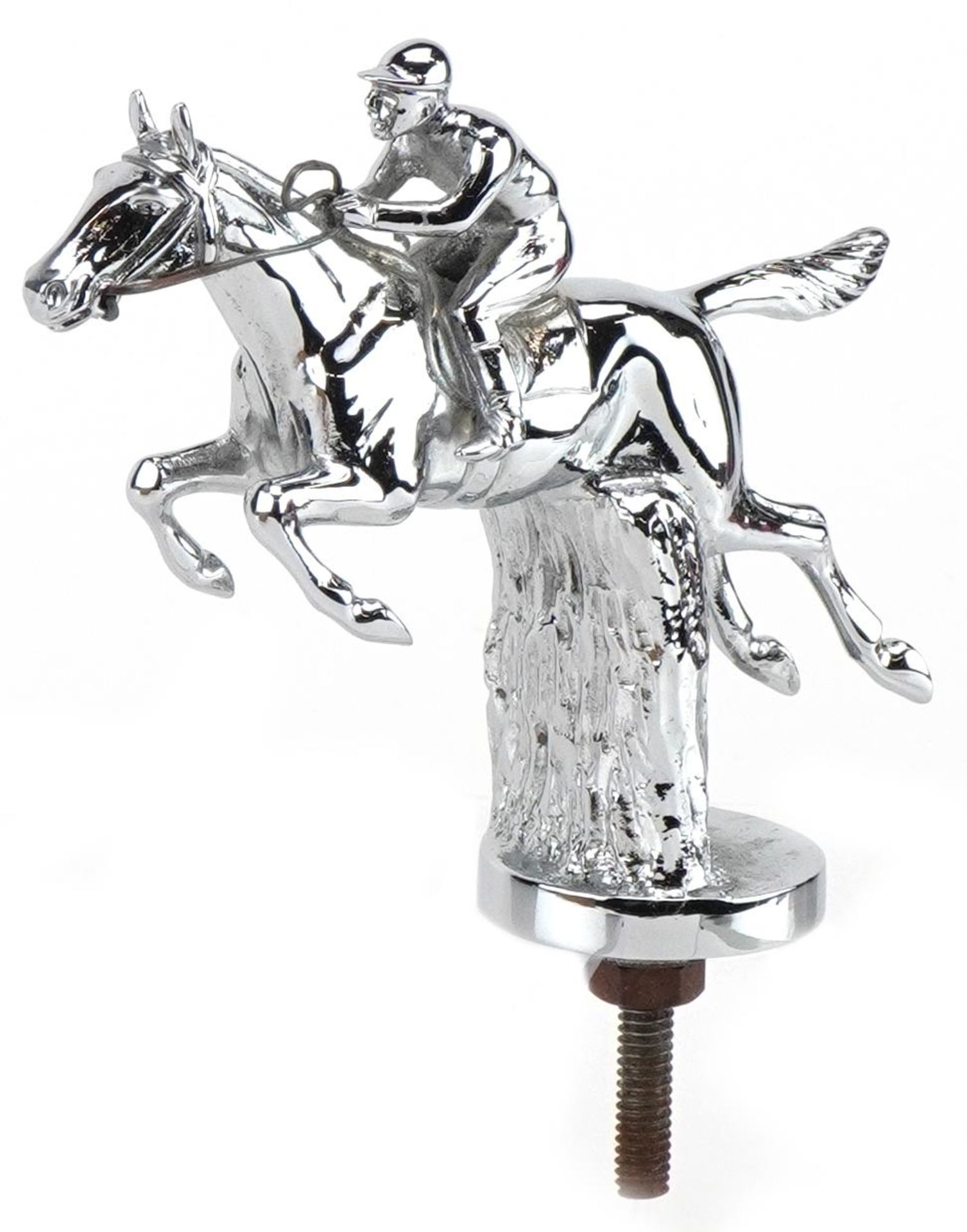 Early 20th century automobilia interest chrome plated car mascot in the form of a jockey on