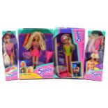 Four vintage Sindy dolls with boxes by Hasbro including Travel Fun comprising numbers 18527,