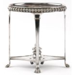 Victorian silver plated teapot stand with acorn finial, on paw feet, 27.5cm high : For further