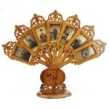 19th century Italian inlaid Sorento ware olive wood seven section adjustable photo frame in the form