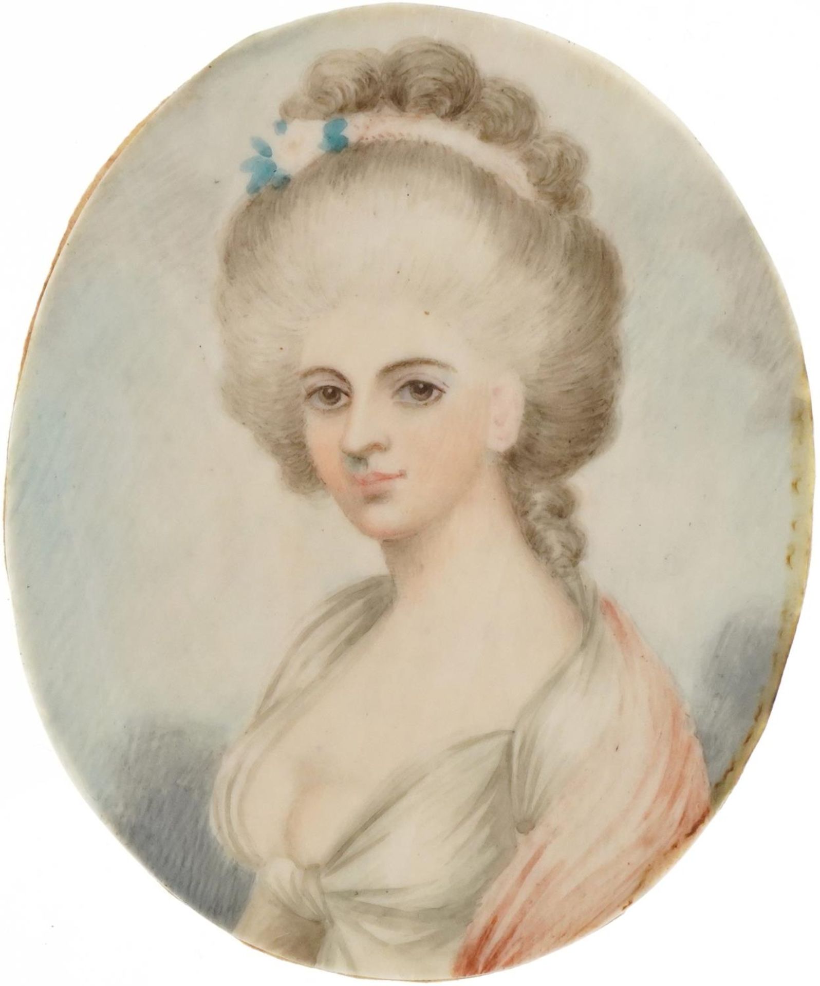 Manner of Andrew Plimer, Early 19th century oval hand painted portrait miniature of a female with - Bild 2 aus 3