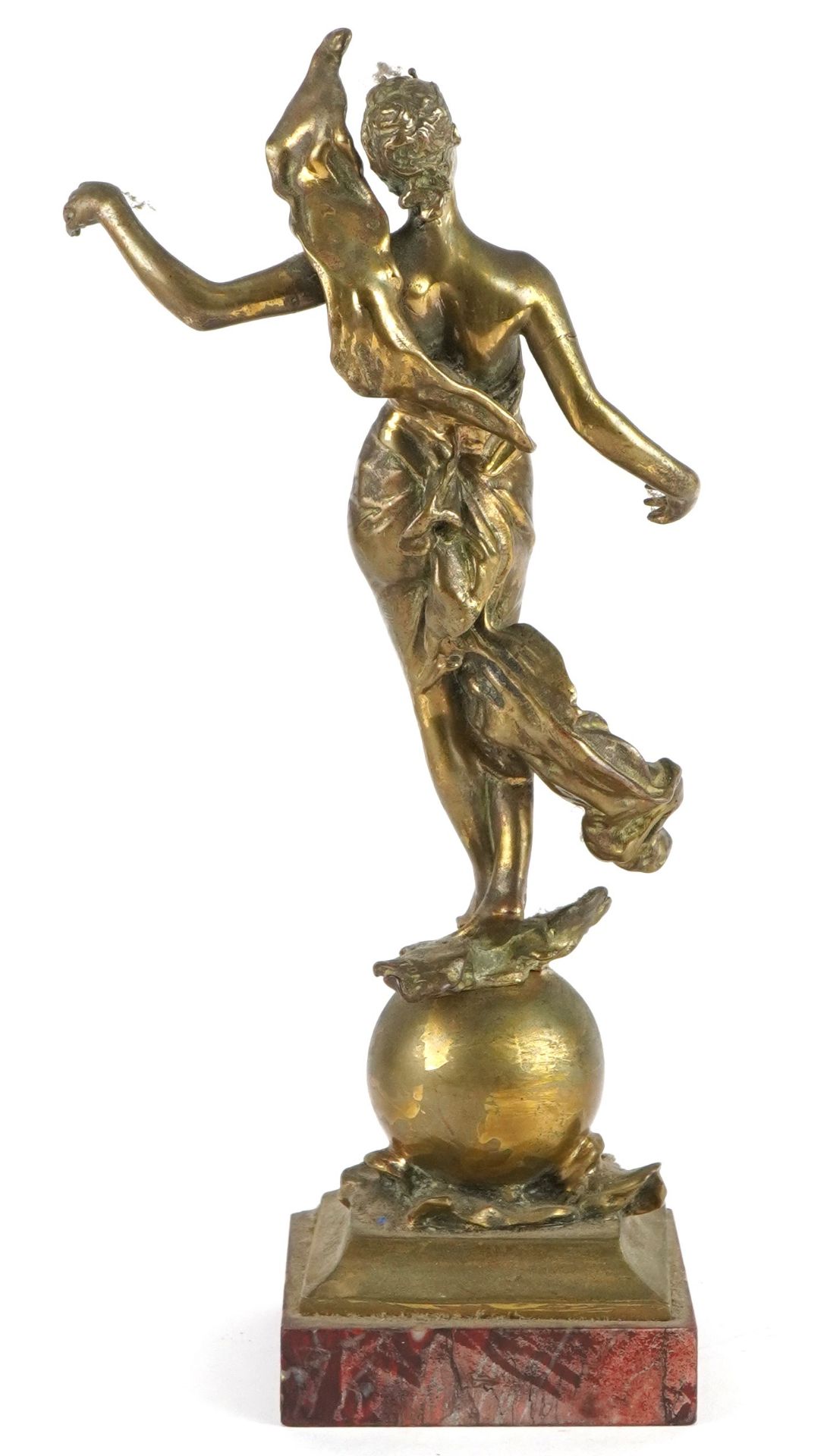 Eugene Marioton, French Art Nouveau bronzed sculpture entitled Phoebe, impressed Salon 1889, - Bild 3 aus 5