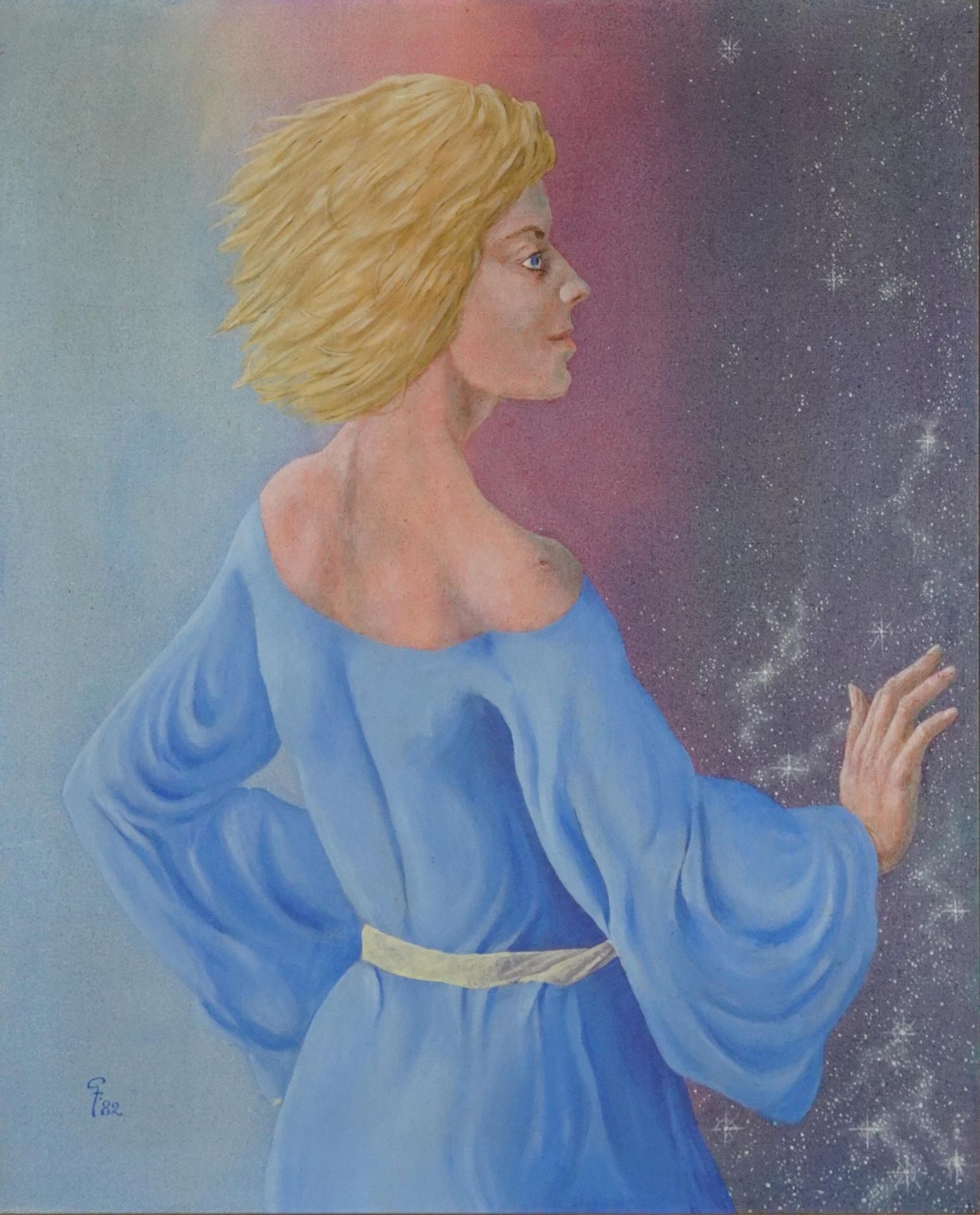 Portrait of a female, 1980s fantasy style oil on canvas, framed, 75cm x 61.5cm excluding the frame :