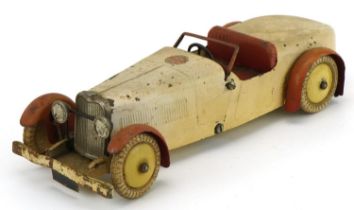 Early 20th century Meccano tinplate clockwork racing car : For further information on this lot