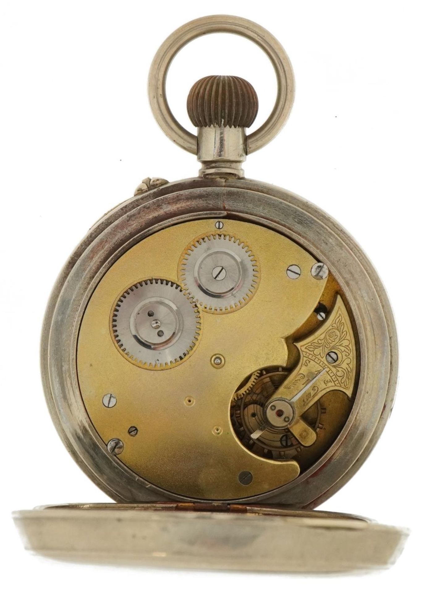 Drew & Co, white metal Goliath pocket watch, the enamelled dial having Roman numerals, 67mm in - Bild 3 aus 4