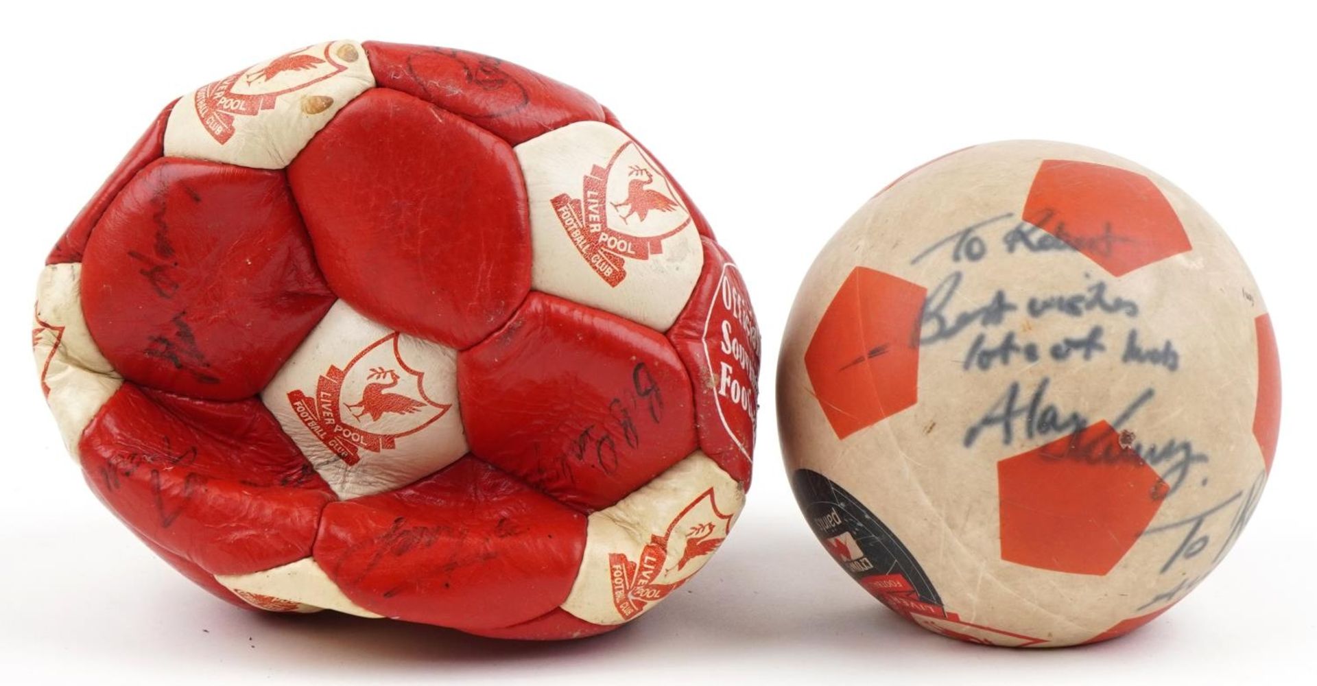 Two 1980s footballing interest Liverpool Football Club signed footballs including the signatures
