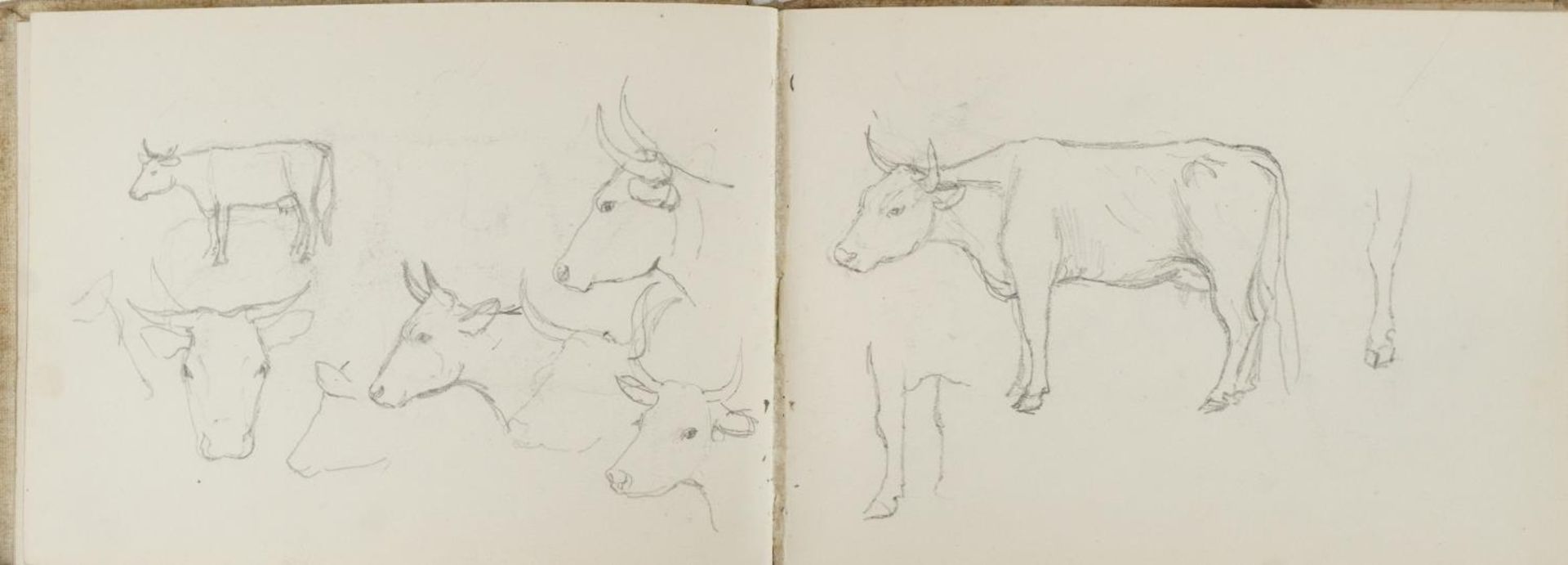 Four early 20th century sketchbooks housing various pencil sketches including animals and life - Bild 5 aus 9