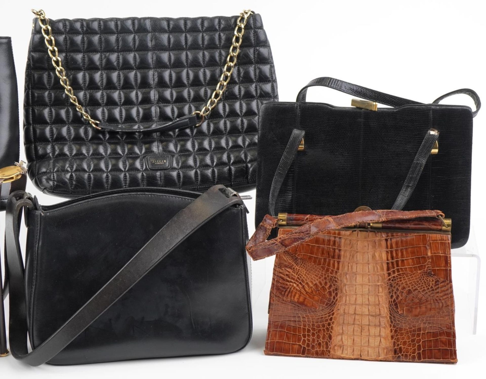 Eight vintage ladies handbags, some Italian, including Jaeger and taxidermy interest crocodile : For - Image 3 of 8