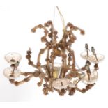 Bohemian brass and glass twelve branch chandelier, 47cm high : For further information on this lot