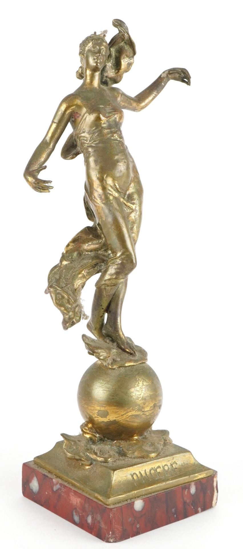 Eugene Marioton, French Art Nouveau bronzed sculpture entitled Phoebe, impressed Salon 1889,