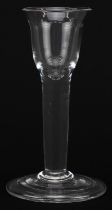18th century cordial glass on folded foot, 12cm high : For further information on this lot please