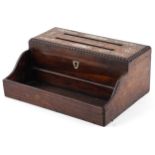 Victorian rosewood desk top letterbox with tray and mother of pearl inlay engraved Answered and