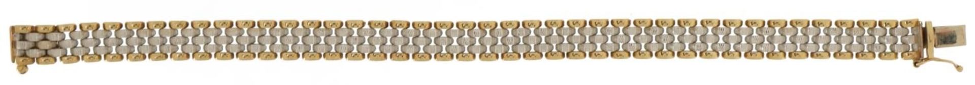 9ct two tone gold watch strap design bracelet, 18cm in length, 12.2g : For further information on - Bild 2 aus 4