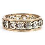 9ct gold clear stone love heart eternity ring, size I, 2.9g : For further information on this lot