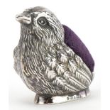 Carrs, Elizabeth II novelty silver pin cushion in the form of a chick, Sheffield 2002, 3.5cm high,