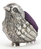 Carrs, Elizabeth II novelty silver pin cushion in the form of a chick, Sheffield 2002, 3.5cm high,