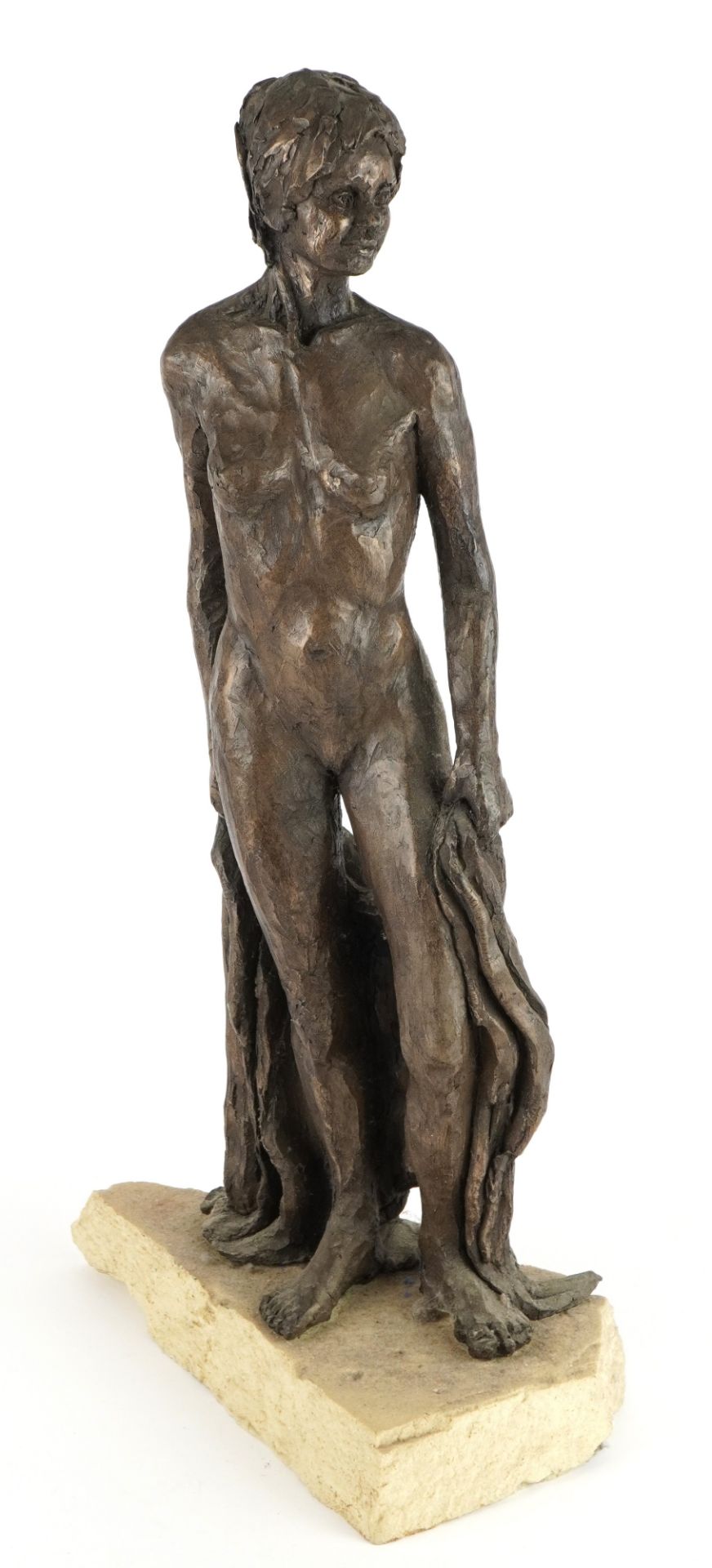 Manner of Neil Godfrey, Mid century style bronzed sculpture of a nude standing female on - Bild 2 aus 4