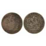 Two George III silver crowns comprising dates 1819 and 1820 : For further information on this lot