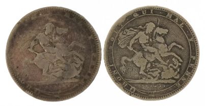 Two George III silver crowns comprising dates 1819 and 1820 : For further information on this lot